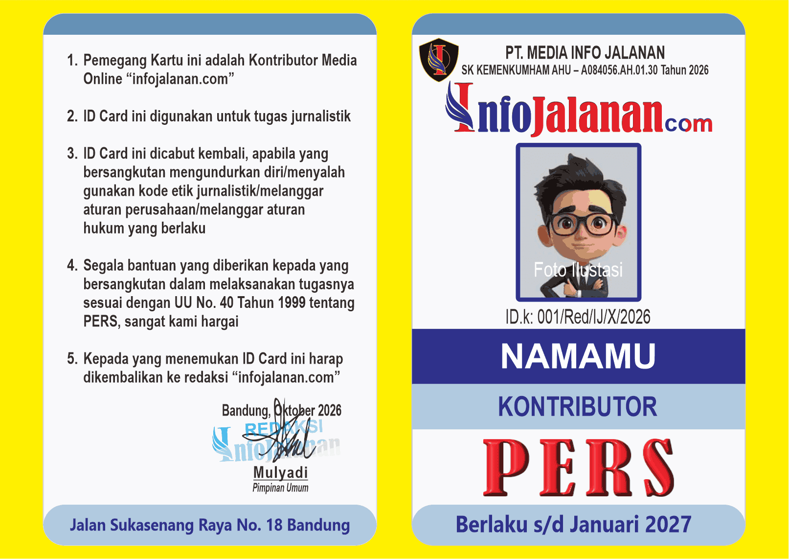 Infojalanan.com Portal Berita Online Buka Kesempatan Jurnalis Warga, Dapatkan ID Card Kontributor Resmi