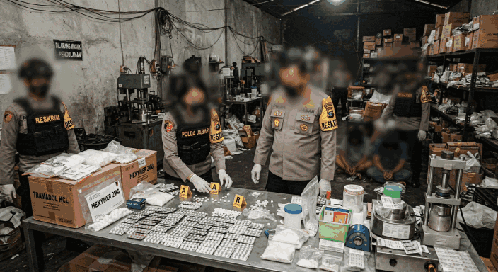 Polda Jabar Bongkar Keberadaan Pabrik Obat Keras Tramadol dan Hexymer di Kawasan Kopo Bandung